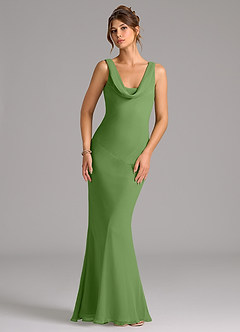 Azazie Rylina Bridesmaid Dresses Basil Mermaid Pleated Chiffon Dress image1