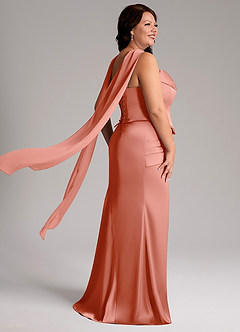 Azazie Sorrel Bridesmaid Dresses Coral Mermaid Strapless Stretch Satin Convertible Dress image8