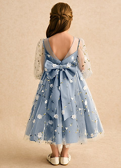 Azazie Elowen Sukienki dla dziewczynek sypiących kwiaty Linia A Dekolt w kształcie serca Sznurówka Długość herbaty Sukienka image2