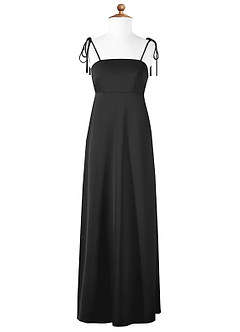 Azazie Violeta Vestido de Negro de Stretch Satin de Acampanado con Lazo image5