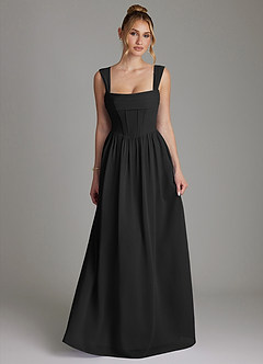 Azazie Caterina Bridesmaid Dresses Black A-Line Corset Chiffon Dress image4