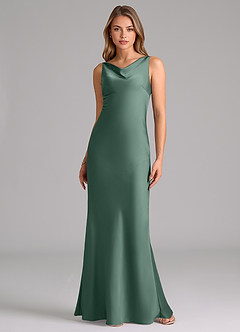 Azazie Allettie Bridesmaid Dresses Eucalyptus Mermaid Stretch Satin Dress image6
