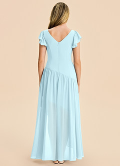 Azazie Pia Junior A라인 플리츠 쉬폰 비대칭 주니어 브라이즈메이드 드레스 image2