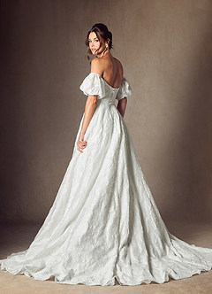 Azazie Gladiola Wedding Dresses Diamond White Ball-Gown Sweetheart Neckline Floral Burnout Jacquard Dress image7