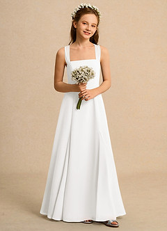 Azazie Tater Junior Formal vestidos de niña de las flores Vestido de Marfil de Gasa de Corte en A con Plisado image4