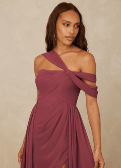 Christian Siriano Bridal for Azazie 1014 Bridesmaid Dresses Merlot A-Line Off the Shoulder Chiffon Dress image7