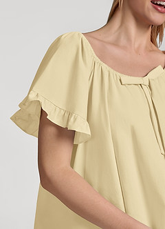 front Kurzarm-Baumwollpyjama-Set mit Rüschen und Schleife