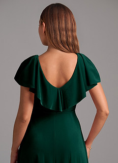 Azazie Lainey Bridesmaid Dresses Emerald A-Line Ruched Velvet Dress image6