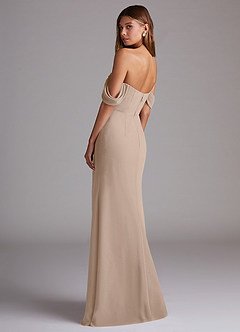 Azazie Saige Bridesmaid Dresses Taupe A-Line Off the Shoulder Chiffon Convertible Dress image8