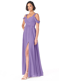 Azazie Lianne Brautjungfernkleider A-Linie Schulterfrei Chiffon Kleid Tahiti image3