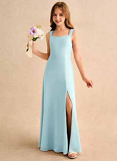 Azazie Makani Girls Formal Flower Girl Dresses Sea Glass A-Line Sweetheart Neckline Chiffon Dress image1