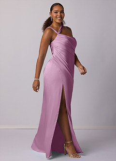 Barbie ♥ Azazie Bridesmaid Dresses Wisteria Mermaid One Shoulder Stretch Satin Dress image9