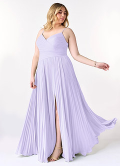 Azazie Vini Brautjungfernkleider A-Linie V-Hals Gefaltet Chiffon Kleid Flieder image10