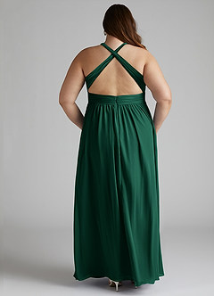Azazie Ashia Bridesmaid Dresses Emerald A-Line Pleated Chiffon Dress image11