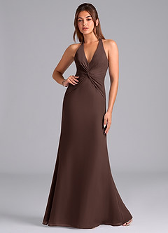 Azazie Valerie Bridesmaid Dresses Ganache Mermaid Pleated Chiffon Dress image1