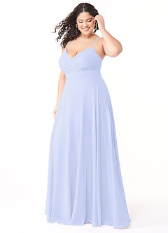 Azazie Avelina Bridesmaid Dresses Lavender A-Line V-Neck Pleated Chiffon Dress image8