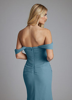 Azazie Luiza Brudtärnklänningar Klä av Sjöjungfru i Chiffong Av axeln Bermuda image3