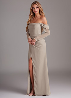 Azazie Hallie Bridesmaid Dresses Frost Mermaid Long Sleeve Chiffon Dress image3