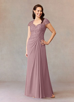 Azazie Junie Abiti per la Madre della Sposa Abito A-Line in Chiffon Pizzo Rosa Polverosa image1