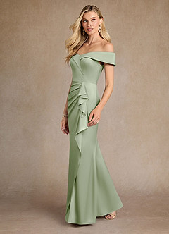 Azazie Laredo vestidos de madre de la novia Vestido de Salvia Polvorienta de Satén Elástico de Sirena con Vestidos sin tirantes image5