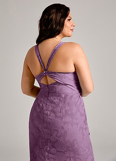 Azazie Mero Bridesmaid Dresses Wisteria Sheath Pleated Floral Burnout Dress image12