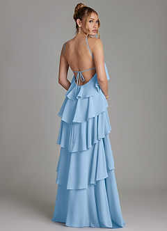 Azazie Deena Bridesmaid Dresses Powder Blue A-Line Ruched Chiffon Dress image2