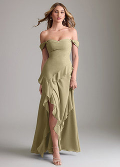 Azazie Sloane Bridesmaid Dresses Moss Green A-Line Sweetheart Neckline Chiffon Dress image5