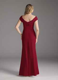 Azazie Cupid Mother of the Bride Dresses Burgundy A-Line Boatneck Lace Chiffon Dress image5