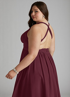 Azazie Ashia Brautjungfernkleider A-Linie Plissee Chiffon Kleid Cabernetrot image8