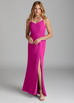 Azazie Becca Junior Fuchsia Mermaid Chiffon Dress image1