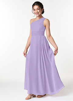 Azazie Cleo Junior Lilac A-Line Pleated Chiffon Dress image3