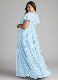 Azazie Kara Modest Bridesmaid Dresses A-Line Pleated Chiffon Floor-Length Dress image2