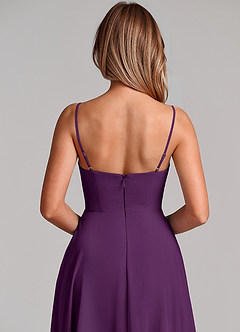 Azazie Elle Jurken voor bruidsmeisjes Jurk van Chiffon met A-Lijn Geplooid Druif image2