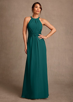 Azazie Georgie Mother of the Bride Dresses Peacock A-Line Lace Chiffon Dress image1