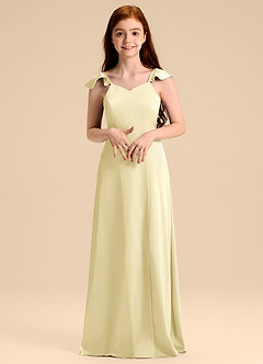 Azazie Everett Junior Klä av A-Line i Stretch Satin Rosett image4