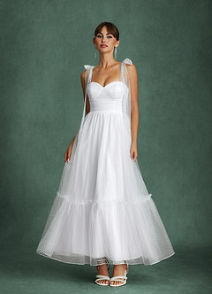 Azazie Angelica Wedding Dresses Diamond White A-Line Sweetheart Neckline Tulle Dress image9