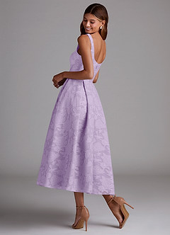 Azazie Amalie Bridesmaid Dresses Lilac A-Line Pleated Floral Burnout Dress image2
