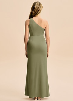 Azazie Akilah Junior Robe Fourreau en Satin extensible Plissée Pistache image6