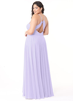 Azazie Avelina Robes de demoiselle d'honneur Robe Trapèze en Mousseline de soie Col V plissé Lilas image9