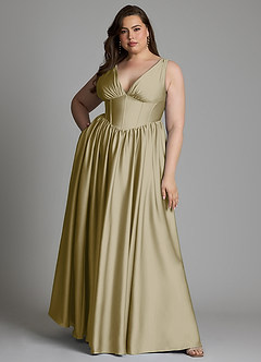 Azazie Delmie Robes à essayer chez vous Robe Trapèze en Satin extensible Corset Noir image8