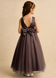 Azazie Lior Robe Demoiselle D'honneur Fillette Robe Princesse en Tulle Plissée Ganache image5
