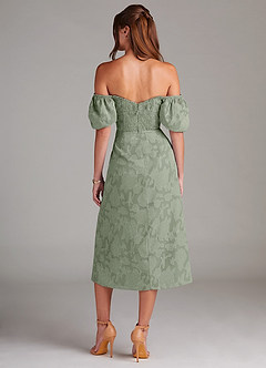 Azazie Evalina Bridesmaid Dresses Agave Sheath Floral Burnout Dress image6