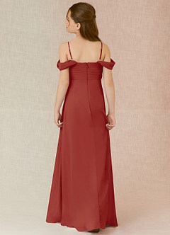Azazie Kaitlynn Junior Terracotta A-Line Off the Shoulder Chiffon Dress image2