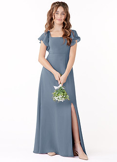 Azazie Bondi Junior Twilight A-Line Bow Chiffon Dress image1