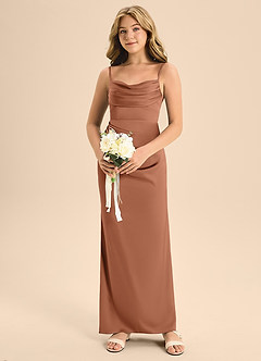 Azazie Mai Junior Bronzer A-Line Sweetheart Neckline Stretch Satin Dress image4