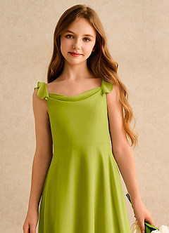Azazie Puppy Girls Formal Flower Girl Dresses Lemongrass A-Line Pleated Chiffon Dress image6