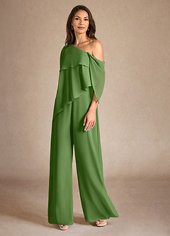 Azazie Halima Abiti per la Madre della Sposa Abito Tuta Pantaloni in Chiffon Spacco Laterale Basilico image2