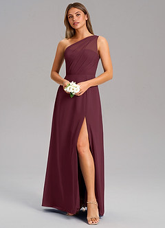 Azazie Phaedra Brautjungfernkleider A-Linie One-Shoulder Chiffon Kleid Cabernetrot image4