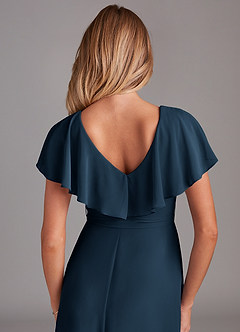 Azazie Lainey Bridesmaid Dresses Dark Navy A-Line with Pockets Chiffon Dress image2