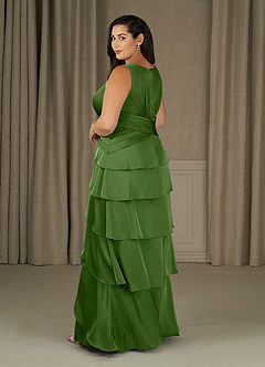 Azazie Viola Mother of the Bride Dresses Basil A-Line Pleated Stretch Satin Dress image8